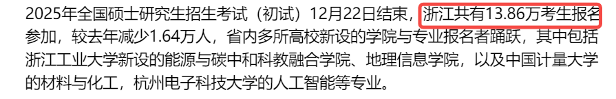 25考研浙江报名人数